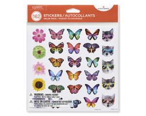 Butterfly, Flower and Cat Variety Sticker Sheets, 162-Count