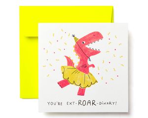 Dinosaur Birthday Greeting Card for Girl
