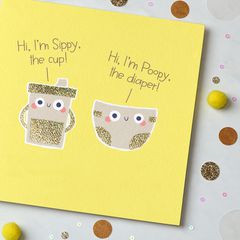 Sippy and Poopy New Baby Congratulations Greeting Card