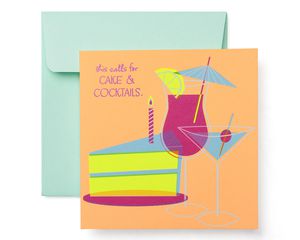 Cake and Cocktails Birthday Greeting Card for Her 