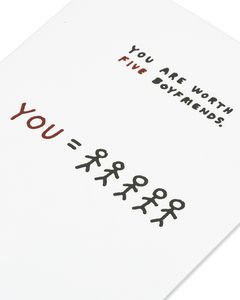 worth five boyfriends valentine's day card