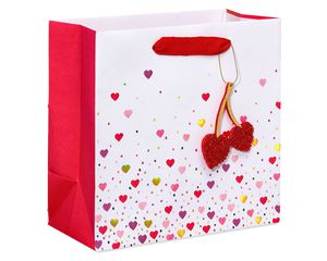 Scattered Hearts with Cherry Heart Valentine's Day Medium Gift Bag, 1-Count