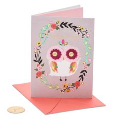 Femme Owl Birthday Greeting Card