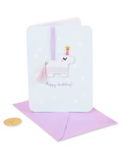 Unicorn Pinata Ornament Birthday Card 