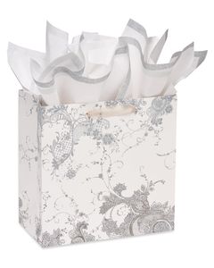 Vintage Lace Large Wedding Gift Bag with Tissue Paper Bundle, 1 Bag, 4-Sheets