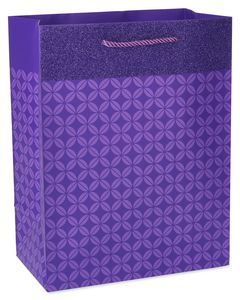Medium Purple Geometric Pattern with Glitter Gift Bag
