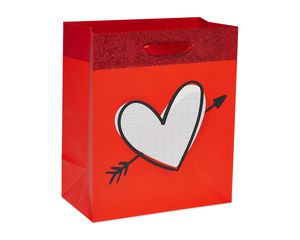 Extra-Small Heart Red Glitter Gift Bag