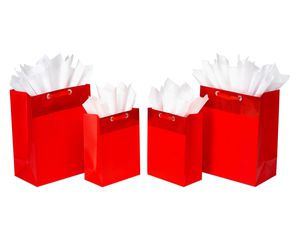 Red, Gift Bag and Tissue Paper Bundle, 4-Count