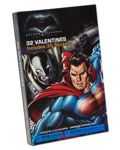 Batman v. Superman Valentine's Day Exchange Cards with Stickers, 32-Count