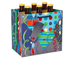 Balloons and Confetti Beer Gift Bag with Bottle Opener, 1 Bag