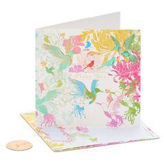 Hummingbirds Blank Thank You Greeting Card