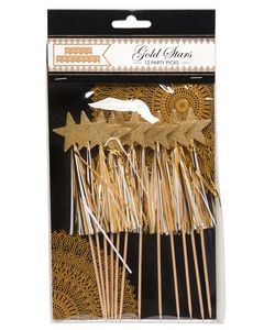 Party Partners Gold Star With Tassel Party Picks, 12-Count
