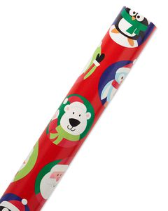 Christmas Reversible Wrapping Paper, Santa with Characters and Snowflakes Mega Roll, 30