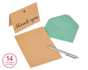 Kraft Boxed Thank You Cards and Envelopes, 14-Count