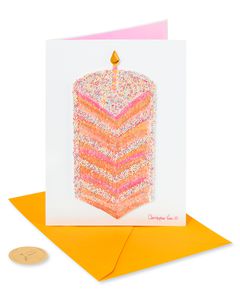 Tall Cake Slice Birthday Greeting Card 