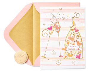 Champagne and Flutes Anniversary Greeting Card for Couple 