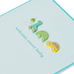 Pull-Toy Animals New Baby Greeting Card 