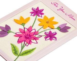 Embroidered Flowers Birthday Greeting Card 