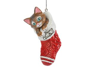 Cat Stocking Christmas Ornament