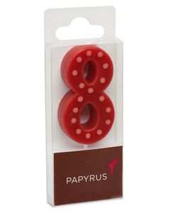 Red Polka Dots Number 8 Birthday Candle, 1-Count