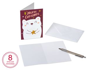 Animals Christmas Greeting Card Bundle with White Envelopes, 48-Count