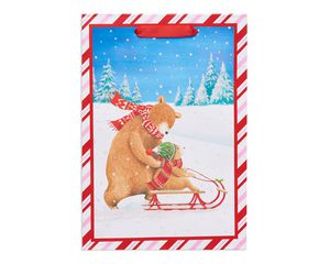 small bears sled riding christmas gift bag