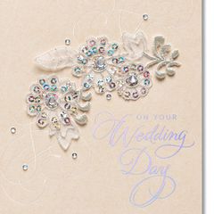 Floral Applique Wedding Greeting Card