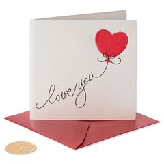 Heart Shaped Balloon Embroidered Greeting Card