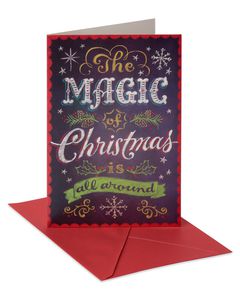 Deluxe Chalkboard Christmas Boxed Cards and Red Envelopes, 14-Count