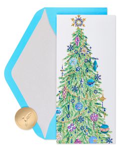 Tree with Garland Christmas Cards Boxed, 16-Count