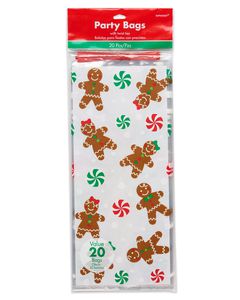 Gingerbread Character Plastic Treat Bags, 20-Count