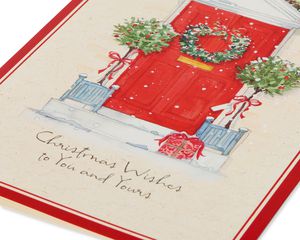 Red Front Door with Wreath Christmas Boxed Cards, 14 Count