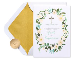 Faith and Happiness Baptism Greeting Card