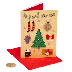 Icons on Wood Christmas Greeting Card