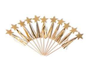 Party Partners Gold Star With Tassel Party Picks, 12-Count