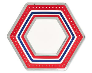 Red, White and Blue  Father's Day Party Supplies, Dinner Plates, 8-Count