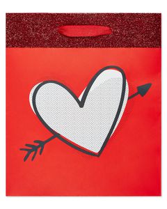 Extra-Small Heart Red Glitter Gift Bag