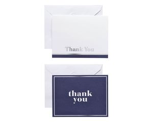 Blue and White Thank You Cards and Envelopes, 50-Count