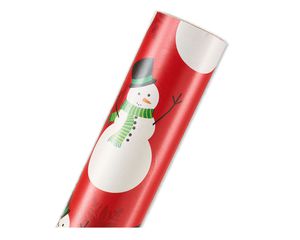 Christmas Wrapping Paper, Snowman with Red Snowflakes 45 sq. ft.