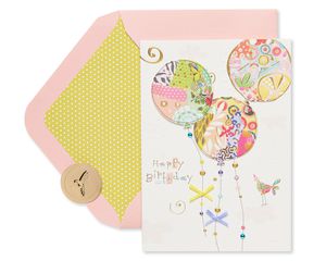 Patchwork Balloons Birthday Greeting Card