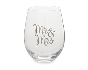 Mud Pie Mr. & Mrs. Stemless Wine Glass