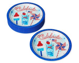 Patriotic Paper Dessert Plates, 8-Count