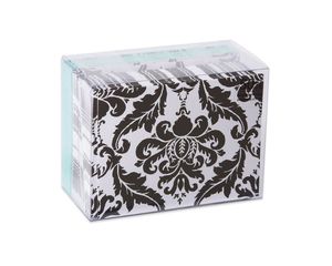 Black and White Damask Blank Note Cards and Envelopes, 50-Count