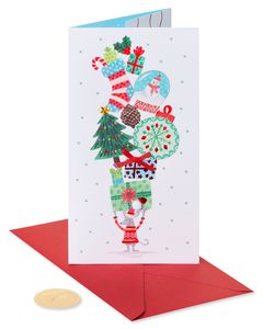 Mouse Holding Christmas Presents Happy Christmas Greeting Card 