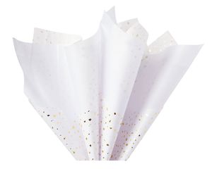 White with  blue fleck metallic foil print tissue paper 5 10 20 sheet packs 