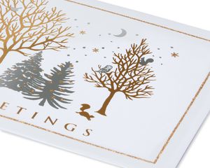Silver and Gold Forest Christmas Boxed Cards, 8 Count