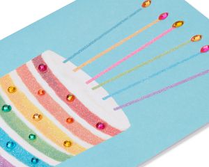 Glittered Rainbow Cake Birthday Greeting Card 