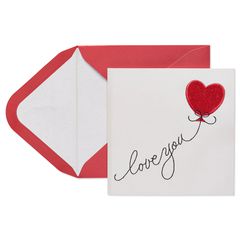Heart Shaped Balloon Embroidered Greeting Card