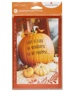 Little Wish Thanksgiving Card with Glitter, 6-Count