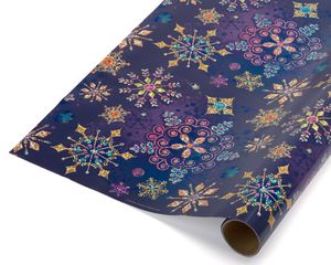 Papyrus Holiday Wrapping Paper, Jewel Tone Snowflakes, 1-Roll